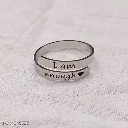 stainless steel I Am Enough Classic Engraved Rings Spiral Wrap Twist Adjustable Ring For Graduation Gifts Birthday Gifts for Girls