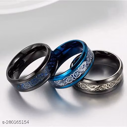 Ring Men's Shine Rings Wedding Bands Ring for Men, Boy and women Grade 3016 Stainless Steel Jewelry Gift Comfort Fit (Blue,Silver)