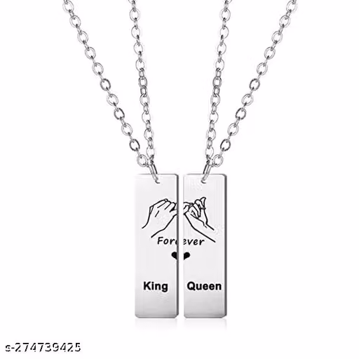 King Queen Forever Couple Pendant Necklace Set