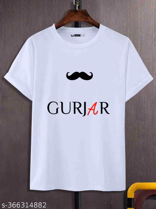 Gurjar Printed White T-Shirt for Boys & Girls | Moustache Design