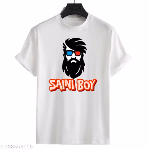 Saini Boy Printed White T-Shirt for Kids | Stylish Round Neck