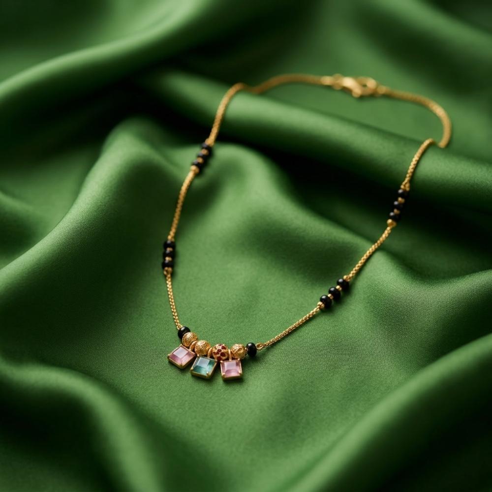 The99Jewel Classic Gold-Plated Mangalsutra with Sparkling Crystal Charms