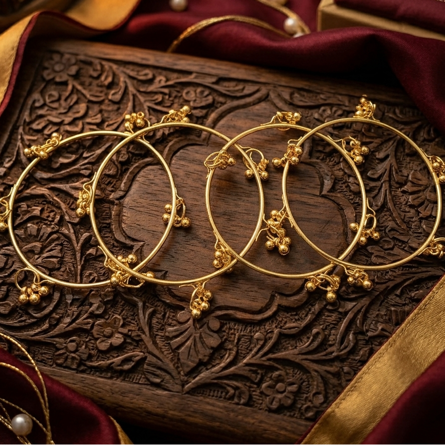 The99Jewel Gold Plated Viral Kashmiri Ghungroo Bangles Set (4 Piece in Set)
