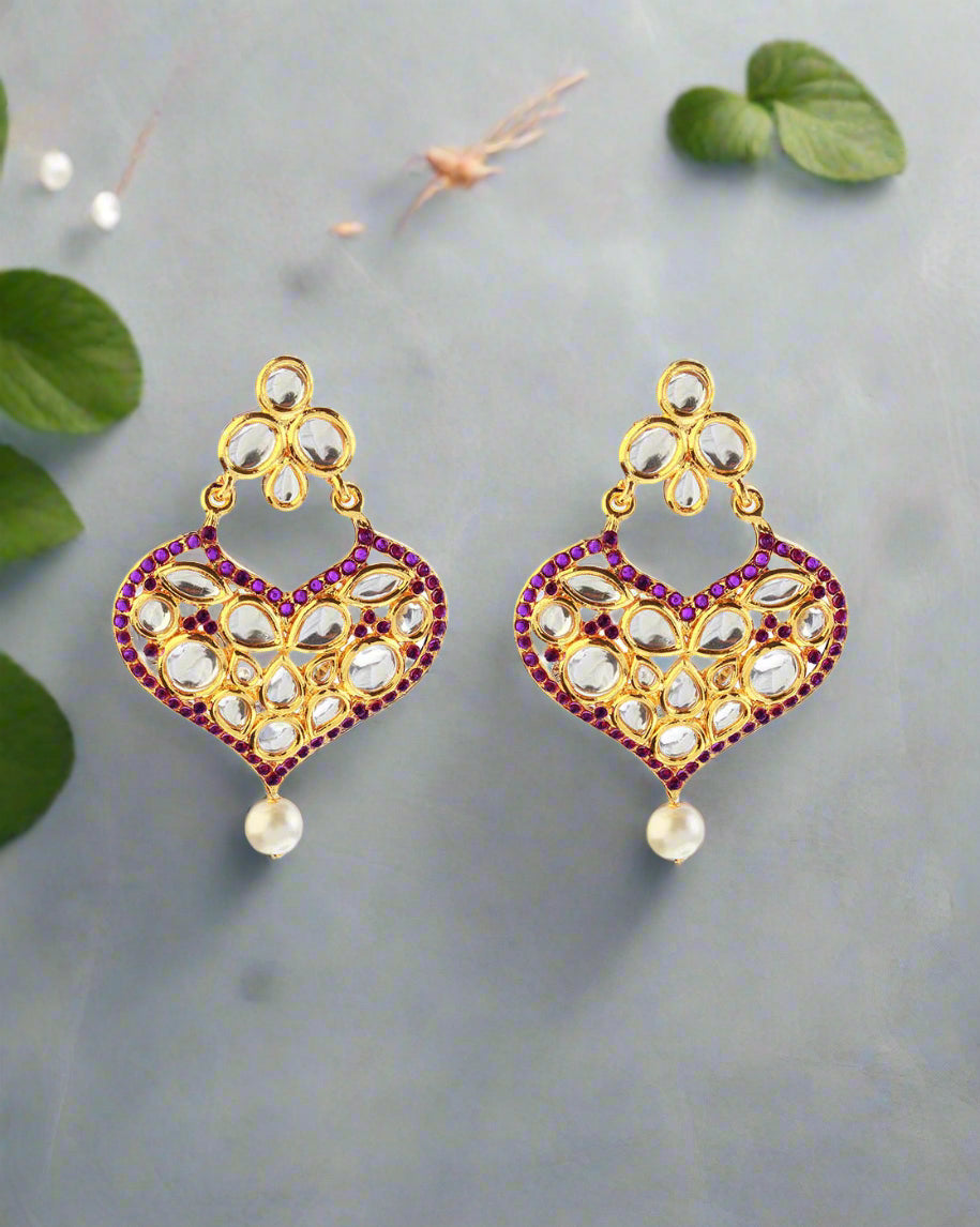 The99Jewel Gold Plated Ethnic Purple Dangler Earrings