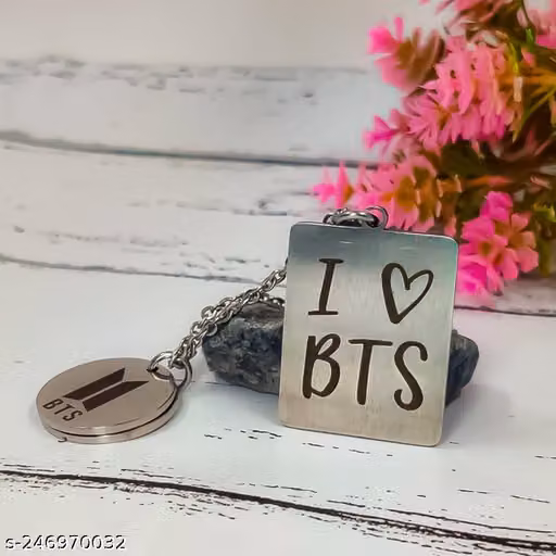 I Love BTS Square Pendant Necklace for K-Pop Fans