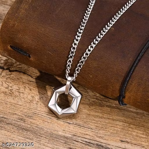Geometric Hexagon Pendant Necklace for Men