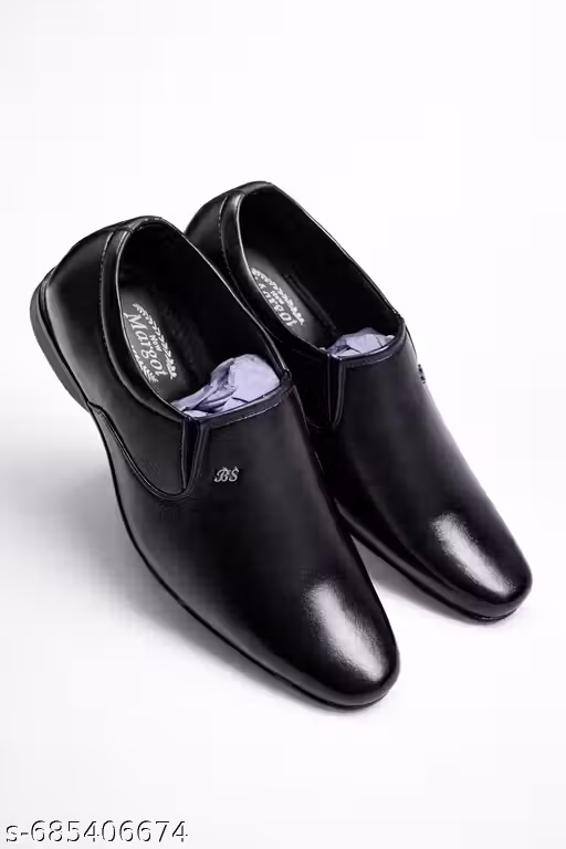 Men’s Black Formal Slip-On Shoes | Premium Leather Finish | Office & Party Wear