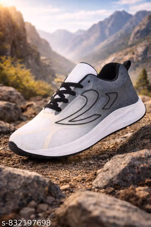 Latest Stylish Sports Shoes for Men |Lace-Up Lightweight White Shoes for Running, Walking, Gym,Trekking and Hiking Shoes for Men