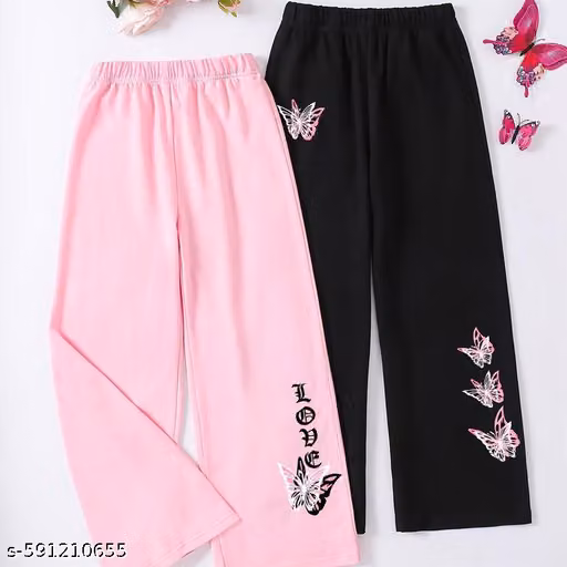 Girls Butterfly Graphic Print Wide Leg Pants 2-Piece Set