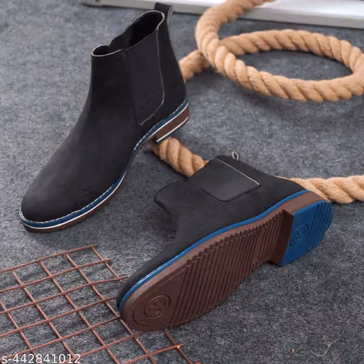 Fashionable Men,s Black Synthetic Leather Black Boot For Men,s