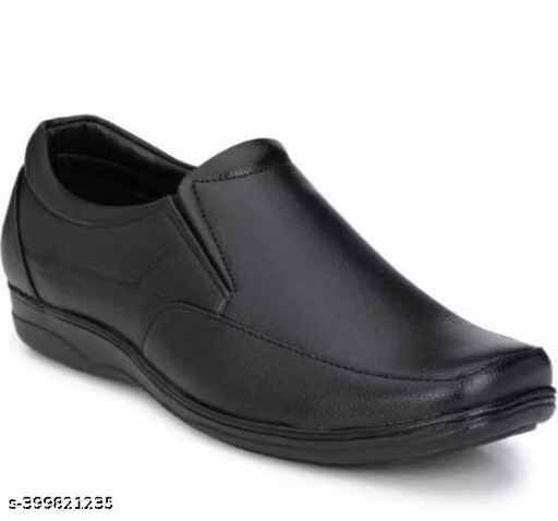 Synthetic Leather Black Formal Office Shoes Slip On For Men