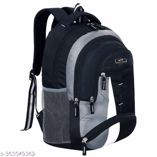 Large Black & Grey Multi-Compartment Backpack for Travel