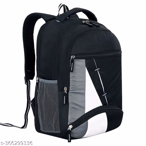 Large Black & Grey Multi-Compartment Backpack for Travel