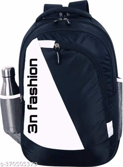 Black Multi-Compartment Backpack with Bottle Pocket