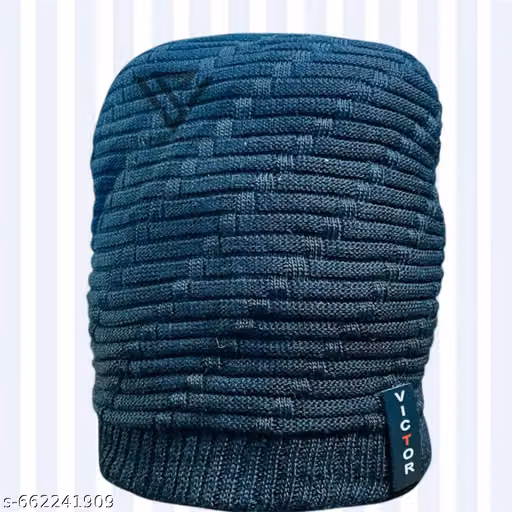 Men’s & Women’s Woollen Checked Beanie Cap for Winter | Warm Knit Cap