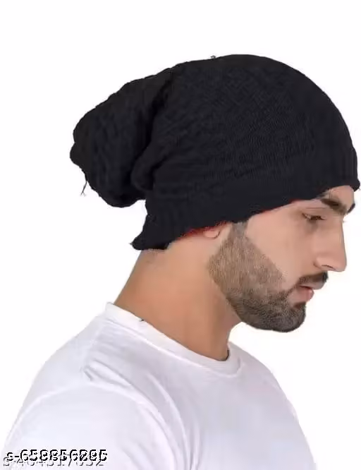 Stylish Woollen Checked Beanie Cap for Men & Women | Soft Winter Cap
