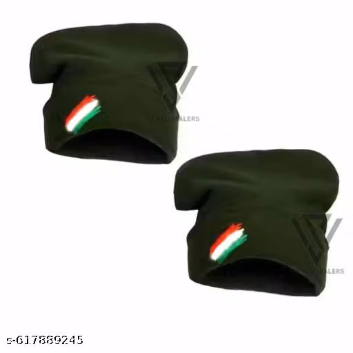 Army CRPF Style Woollen Winter Cap Set for Men & Women | Pack of 2