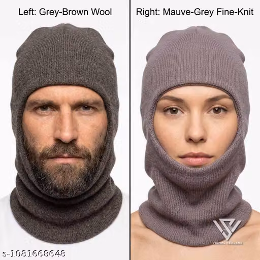 Men & Women Cotton Monkey Winter Cap with Neck Cover | Striped Balaclava Cap | Pack of 2