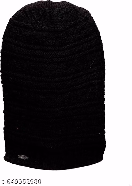Men & Women Unisex Black Woollen Beanie Cap | Colorblocked Winter Cap