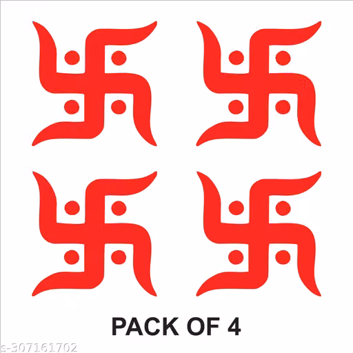 Red Hindu Swastik Wall Sticker Pack of 4 | Auspicious Religious Décor Decal