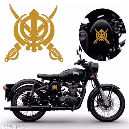 Golden Khanda Bike Sticker | Sikh Symbol Motorcycle Decal