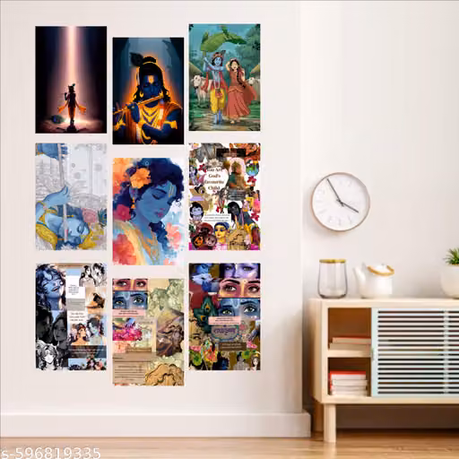 Lord Krishna Poster Size 6 x 4 Paper 300 GSM Pack of 9