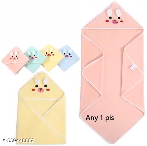 Baby Hooded Blanket & Bath Towel Wrapper – Soft Cotton Terry, 0–6 Months