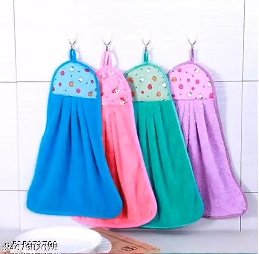 Cartoon Cotton Hand Towel for Kitchen & Bathroom – Hanging Kitchen Napkin Pack of 4