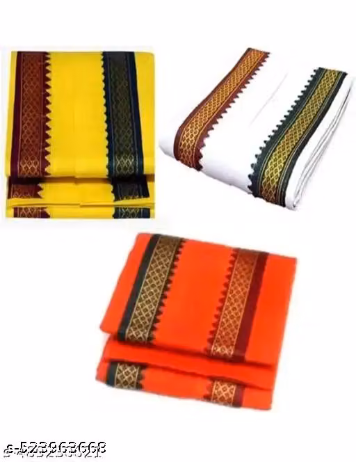 Cotton Gamcha Hand & Face Towel with Red-Green Border Pack of 3
