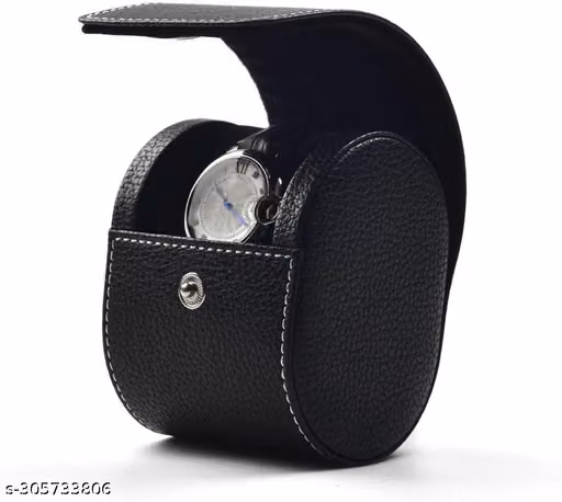 Compact Leather Watch Travel Case – Portable Single Watch Storage Box