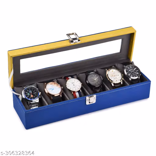 Premium 6 Slot Watch Organizer Box – Watch Storage & Display Case with Glass Lid