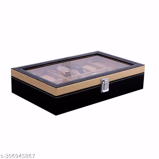 Premium Watch Organizer Box with Transparent Glass Lid – Stylish Watch Storage Case