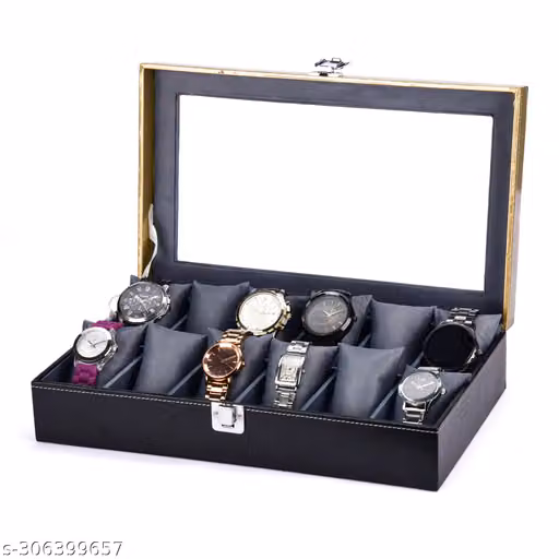 Premium Watch Organizer Box with Transparent Glass Lid – Stylish Watch Storage Case