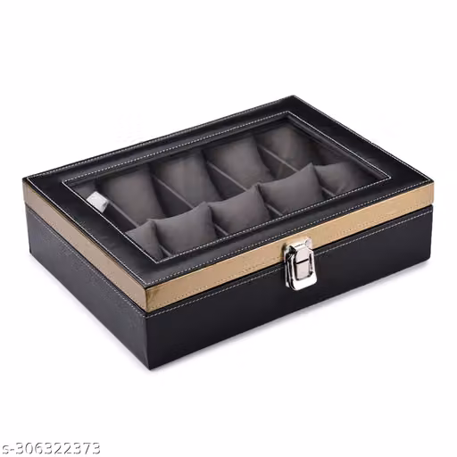 Premium Watch Organizer Box with Transparent Glass Lid – Stylish Watch Storage Case