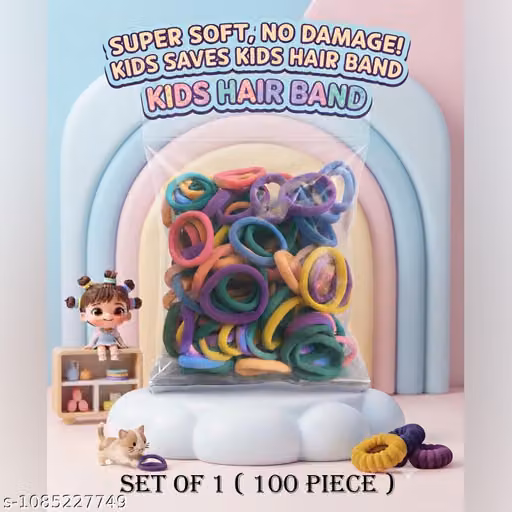 Kids Hair Bands Set of 100 – Soft Colorful Hair Ties for Girls