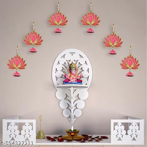 Lotus Wall Hanging Set of 6 – Pink Decorative Hanging for Home & Pooja Decor