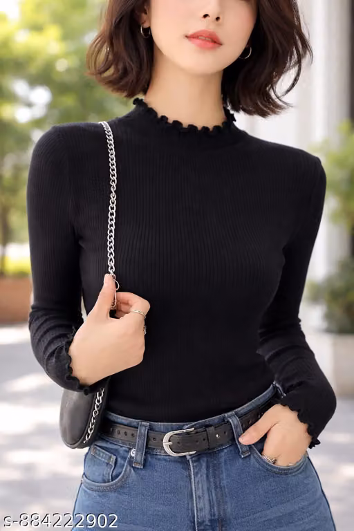 Latest Fashionable Trendy Designer Turtle Neck With Black