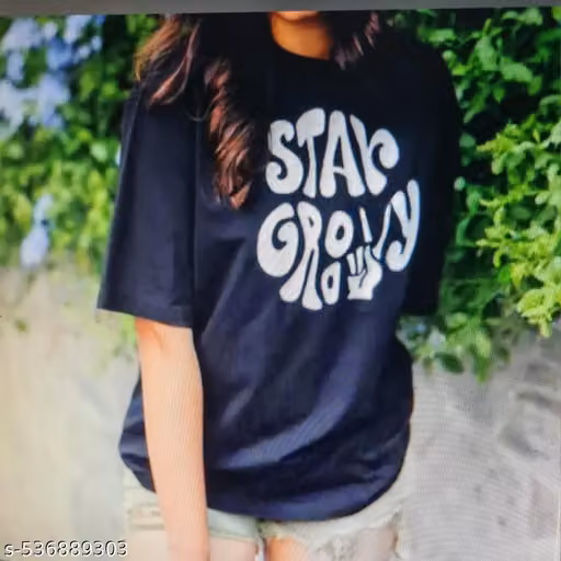 Girls Printed Stay Glory Oversized T-Shirt Black | Trendy Casual Wear