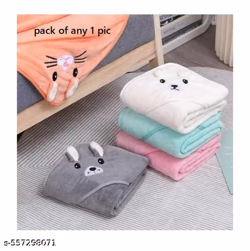 Micro Fleece Baby Hooded Towel & Wrapper – Soft Newborn Blanket for 0–6 Months