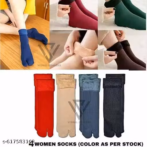 Warm Fleece Fur Velvet Winter Socks for Men & Women – Pack of 4