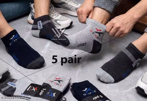 Men’s Cotton Sports Ankle Socks – Pack of 5