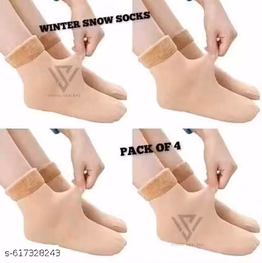 Women’s Winter Velvet Fur Socks – Warm Ankle Socks, Pack of 4