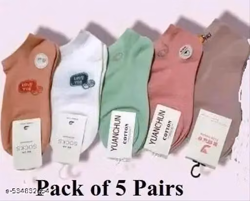 Women’s Multicolor Cotton Ankle Socks – Colourblock, Pack of 5