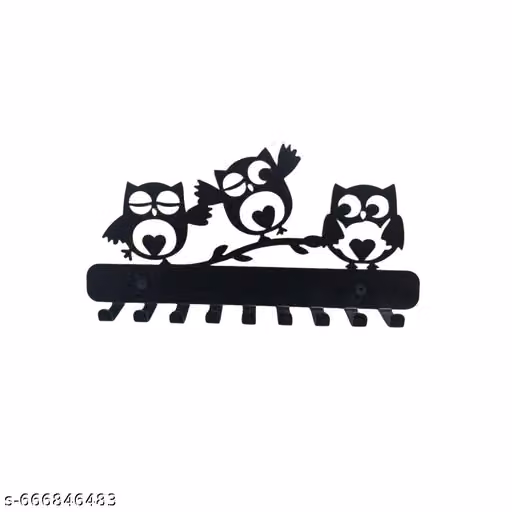 Owl Key Holder Wall Decor – Cute 3 Hook Decorative Key Rack