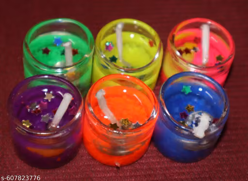 Colorful Scented Glass Candles Set of 6 – Decorative Home & Table Decor