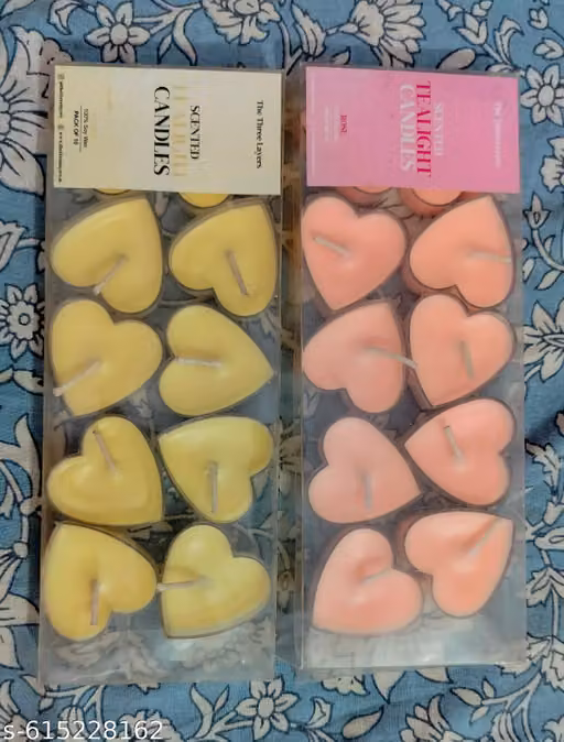 Heart Shaped Scented Candles Set – Pink & Yellow Decorative Tea Lights