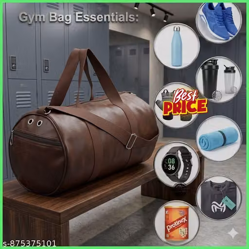 Brown PU Leather Gym Duffle Bag – Water Resistant Sports Bag