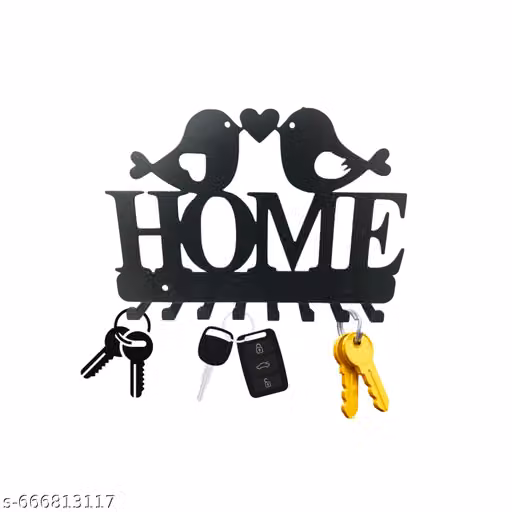 Home Bird Key Holder Wall Decor – Stylish 6 Hook Key Rack Organizer