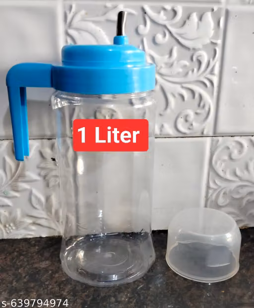 1 Liter Water Bottle with Handle & Spout – Transparent Plastic Jug