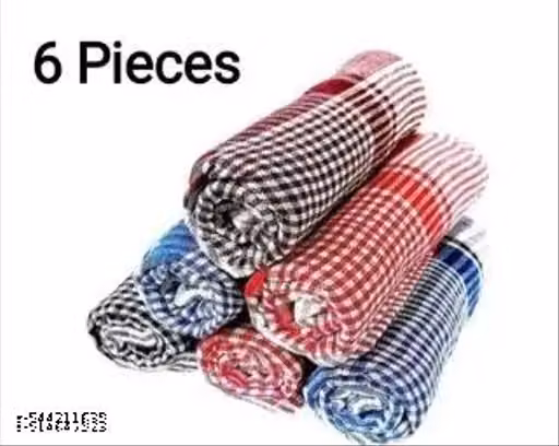 Handloom Cotton Kitchen Napkins – Checked Reusable Kitchen Towels, Pack of 6